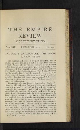 The House of Lords and the Empire.