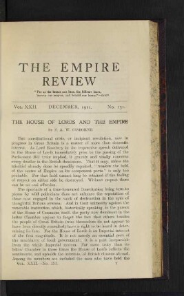 The House of Lords and the Empire.