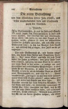 Die vierte Betrachtung von dem öffentlichen Leben Jesun Christi, und dessen wunderbarlichen Liebe und Sanftmuth gegen den Menschen