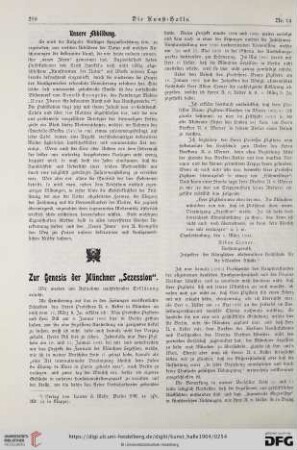 Zur Genesis der Münchner "Sezession"