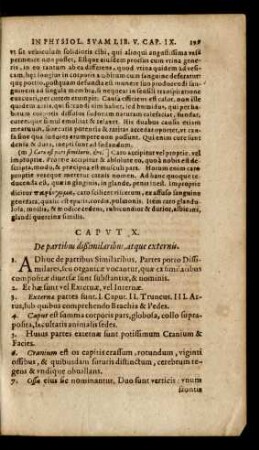 Caput X. De partibus dißimilaribus, atque externis.