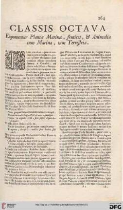 Classis octava: Exponuntur plante, marinae, fructices, & animalia tum marina, tum terrestria