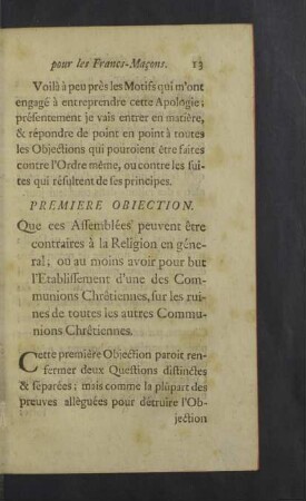 Premiere objection.