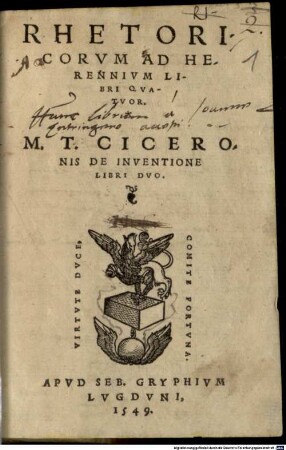 Rhetoricorum Ad Herennium Libri Quatuor