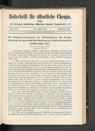 Heft XVI. 30. August 1915.