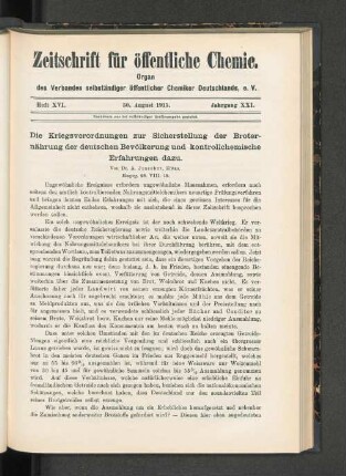Heft XVI. 30. August 1915.