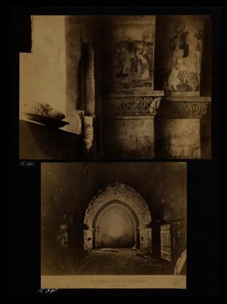 690 und 691, Denkendorf, Pelagiuskirche: Gruftkirche, Wandpfeiler und Wandmalereien.