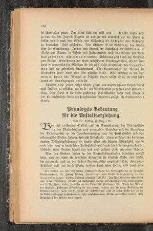 Pestalozzis Bedeutung für die Anstaltserziehung