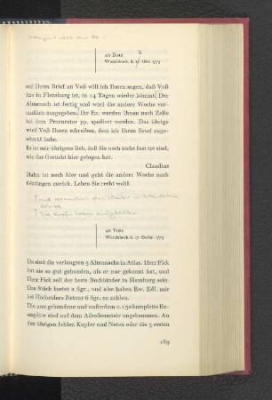 An Boie Wandsbeck, den 17. Oktober 1775