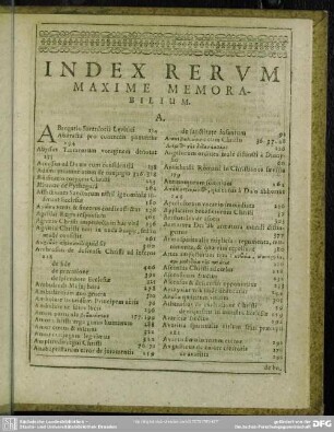 Index Rerum Maxime Memorabilium