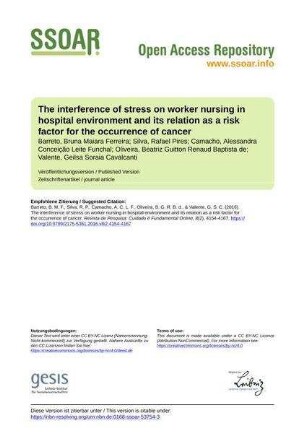 The interference of stress on worker nursing in hospital environment and its relation as a risk factor for the occurrence of cancer