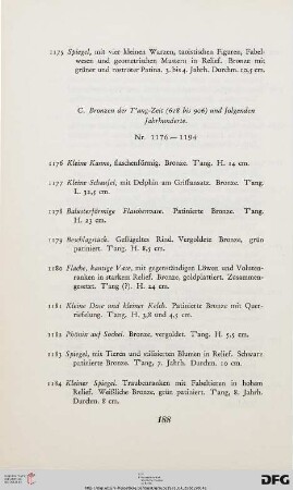Bronzen der T’ang-Zeit und folgenden Jahrhunderten (Nr. 1176-1194)