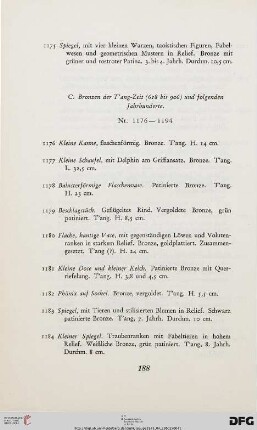 Bronzen der T’ang-Zeit und folgenden Jahrhunderten (Nr. 1176-1194)