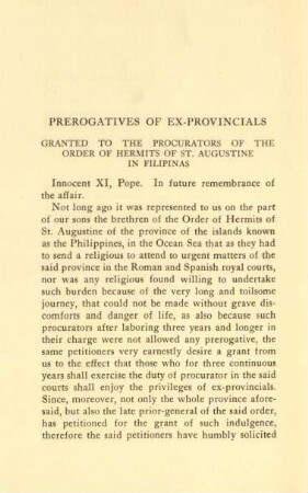 Prerogatives of ex-provincials ...