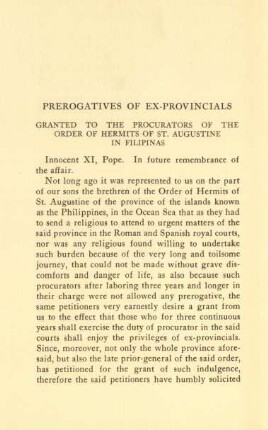 Prerogatives of ex-provincials ...