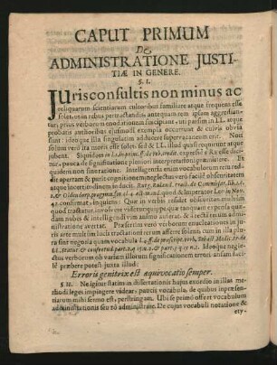 Caput Primum De Administratione Iustitiae In Genere.