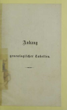 Anhang genealogischer Tabellen