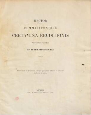 Spicilegium criticum in Ciceronis orationem de domo