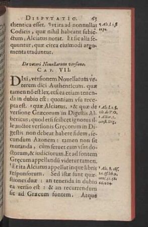 De veteri Nouellarum versione. Cap. VII.
