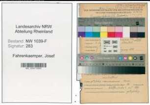 Entnazifizierung Josef Fahrenkaemper , geb. 01.06.1905 (Bueroangestellter)