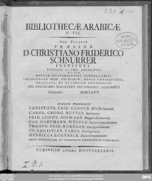P. VII.: Bibliothecæ Arabicæ Specimen