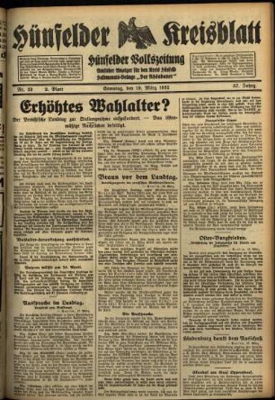 Zweite Ausgabe vom Samstag, den 19. März 1932.