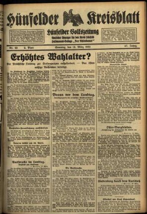 Zweite Ausgabe vom Samstag, den 19. März 1932.