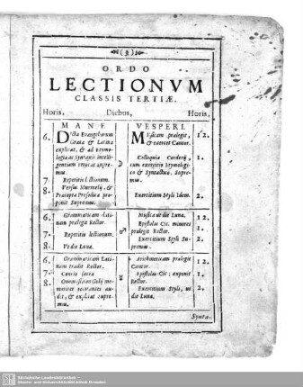 Ordo lectionum classis tertiae