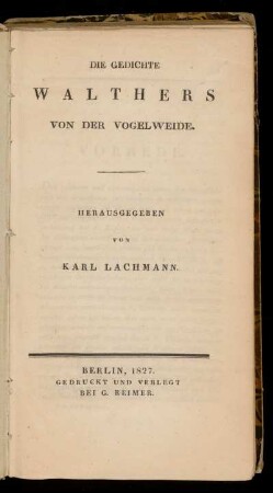 Die Gedichte Walthers von der Vogelweide