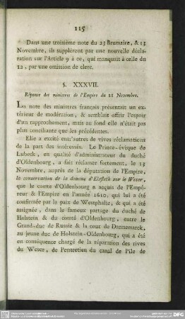 §. XXXVII. Réponse des ministres de l'Empire du 21 Novembre