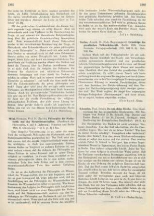 101-102 [Rezension] Weyl, Hermann, Philosophie der Mathematik und Naturwissenschaft