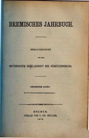 Bremisches Jahrbuch. 6, 6. 1872