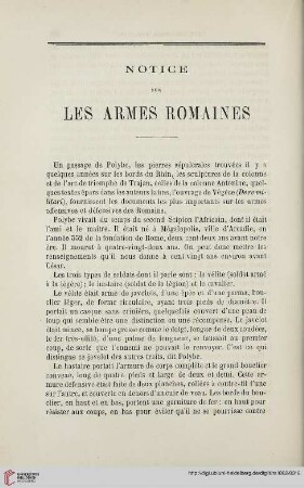 N.S. 5.1862: Notice sur les armes romaines