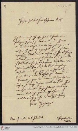 Briefe von Elias Eller an Carl Joseph Anton Mittermaier: Brief von Elias Eller an Carl Joseph Anton Mittermaier