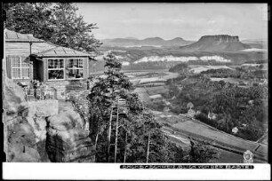 Sächsische Schweiz, Blick von der Bastei auf das Elbtal mit Lilienstein