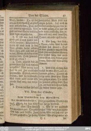 VII. Von der Sünde, und dem Verderben des Menschen.