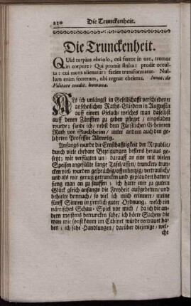 Die Trunckenheit.