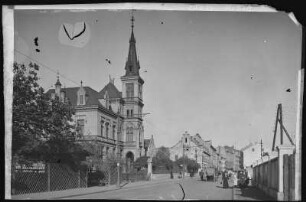 Aussig. Teplitzer Straße mit Kirche