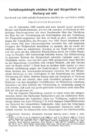 Verfassungskämpfe zwischen Rat und Bürgerschaft in Harburg um 1690 : Der Rezeß von 1688 und die Kommission des Hofrats von Möller (1690)