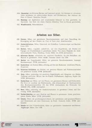 Arbeiten aus Silber (Nr. 433-530)