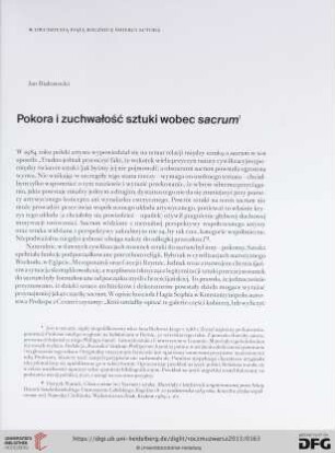 Pokora i zuchwałość sztuki wobec sacrum