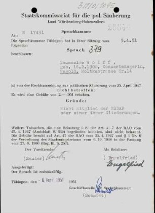 Wolff, Thusnelde