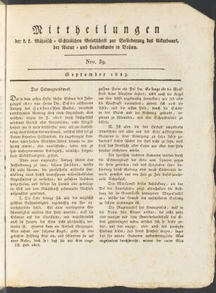 Mittheilungen. Nro. 39. September 1823.