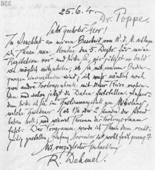 Brief an Theodor Poppe