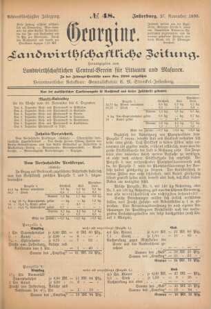Achtundfünfzigster Jahrgang. No. 48. Insterburg, 27. November 1890.