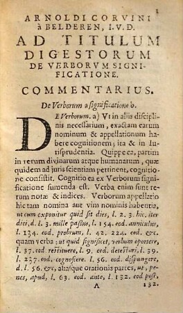 Arnoldi Corvini à Belderen ... Ad titulum digestorum de verborum significatione commentarius