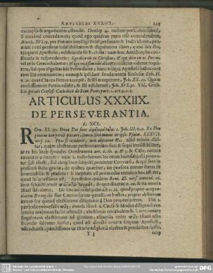 Articulus XXXIIX. De Perseverantia