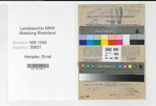 Entnazifizierung Ernst Hempler , geb. 23.04.1890 (Bahninspektor)