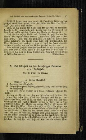 ¬Das¬ Gleichniß von dem barmherzigen Samariter in der Volksschule