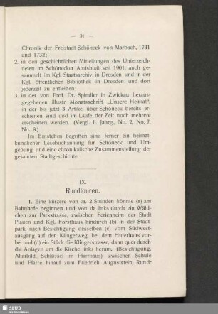 IX. Rundtouren